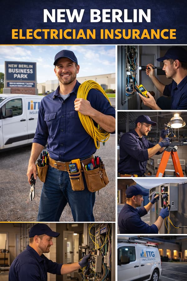 New Berlin electrician insurance hero image for electrical contractors and service vehicles