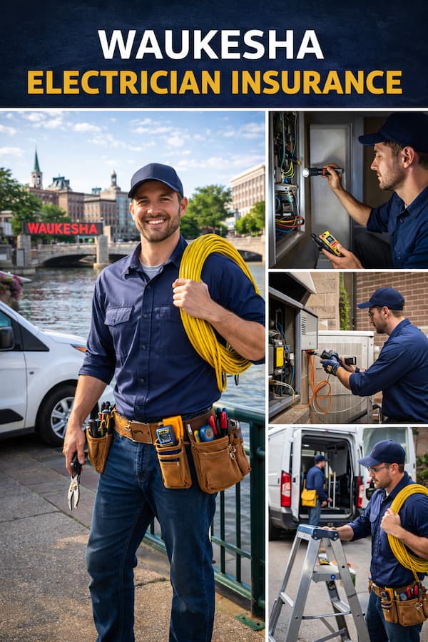 Waukesha electrician insurance hero image for electrical contractors and service vehicles